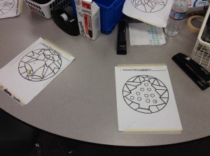 Tape your templates on your work space.  These will remain for each student rotation.  Only the clear wrap gets moved.  