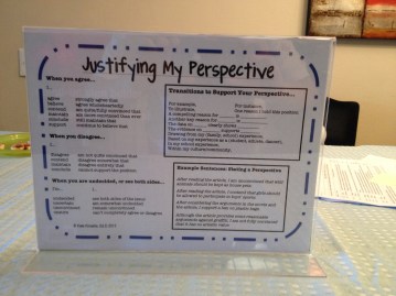 Justify My Perspective Sentence Frames
